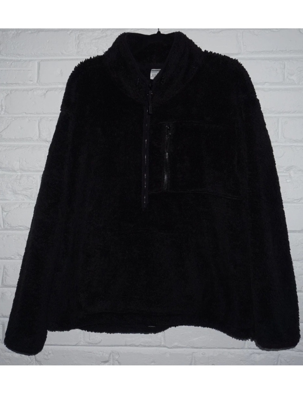 Victoria's Secret PINK Black Quarter Zip Sherpa Jacket Size: XL Teddy Bear